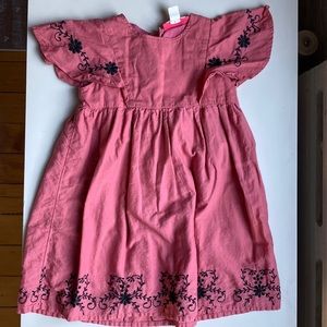 Ruby & Bloom pink/reddish dress w black floral embroidery